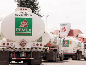 Pemex oil tanker trucks in Mexico