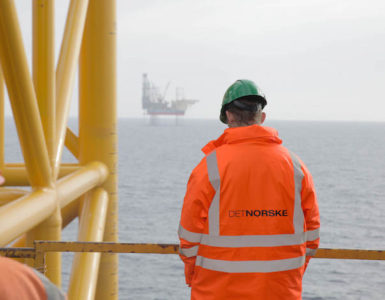 Det Norske installing a jacket at the Ivar Aansen field. /Det Norske