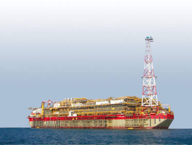 Technip manufactures and designs semisubmersibles, like this FPSO off the coast of Nigeria.