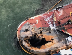 Barge fire causes Gulf of Mexico spill