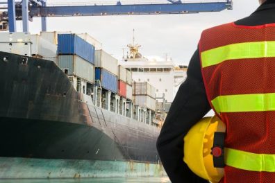 port marine worker cargo ship containers